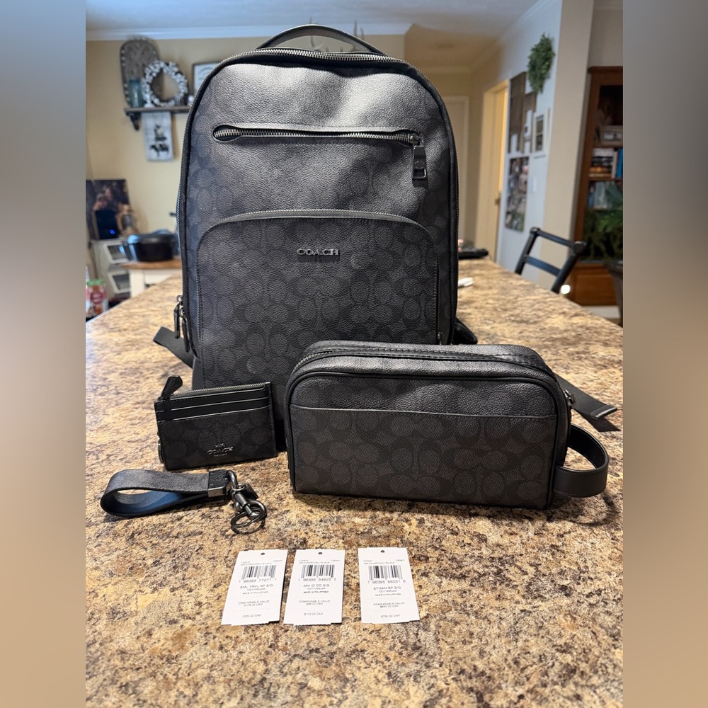 Coach Charcoal Backpack and Accessories Set - Picture 1 of 13